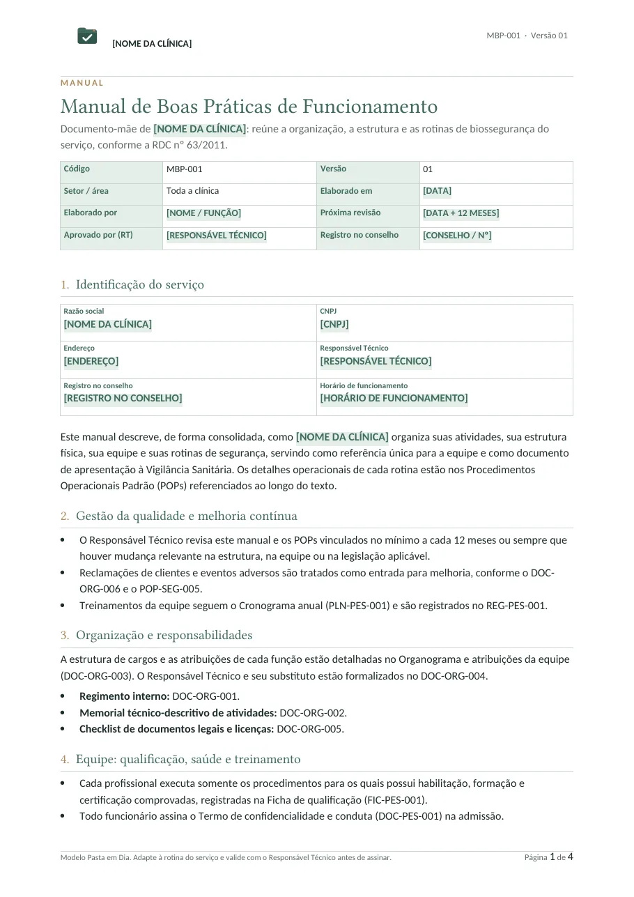 Página do Manual de Boas Práticas